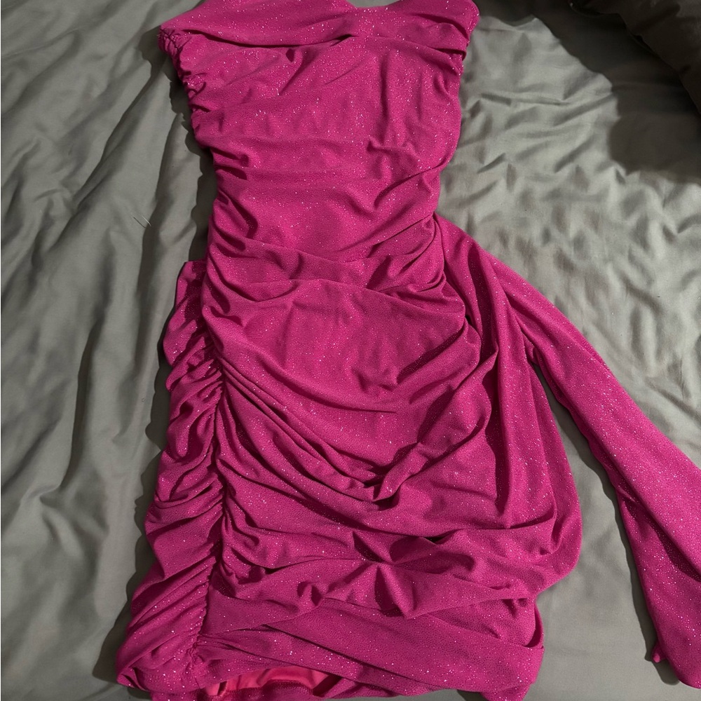 Elegant Pink Ruched Dress